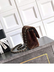 Chanel Flap Bag Brown Velvet 25cm - 3