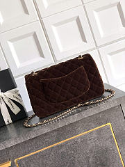 Chanel Flap Bag Brown Velvet 25cm - 2