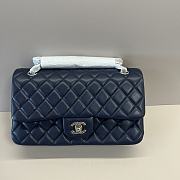 Chanel Flap Bag Navy Blue Silver Lambskin 25cm - 1