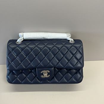 Chanel Flap Bag Navy Blue Silver Lambskin 25cm