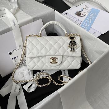 Chanel Top Handle White Lambskin 20cm