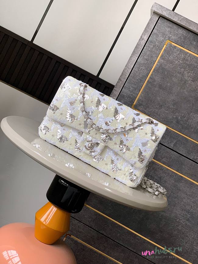 Chanel Flap Bag White Sequins 25cm - 1