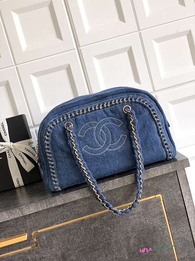 Chanel Denim Bowler Bag 33x20.5x15cm - 1