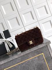 Chanel Mini Flap Bag Brown Velvet 20cm - 1