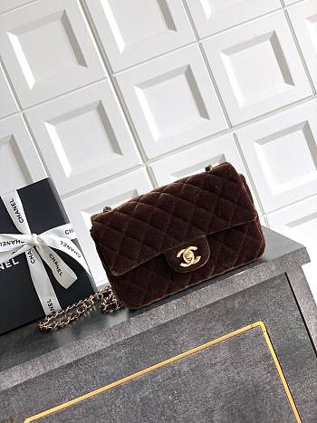 Chanel Mini Flap Bag Brown Velvet 20cm