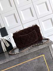 Chanel Mini Flap Bag Brown Velvet 20cm - 4
