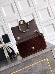 Chanel Mini Flap Bag Brown Velvet 20cm - 3