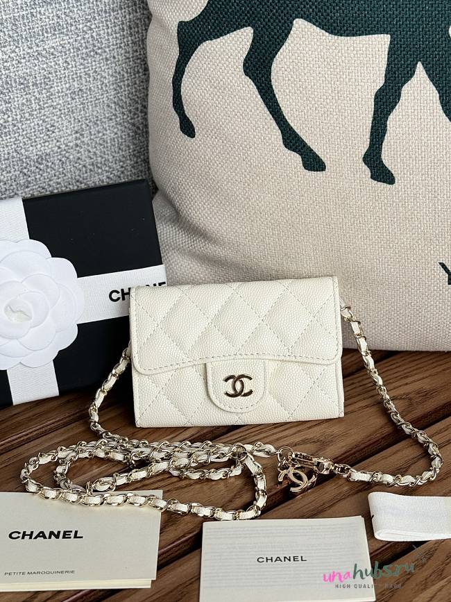 Chanel Wallet Chain White Caviar 11cm - 1