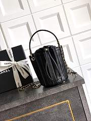 Chanel Small Bucket Bag Lambskin Black 15.2x14x14cm - 1