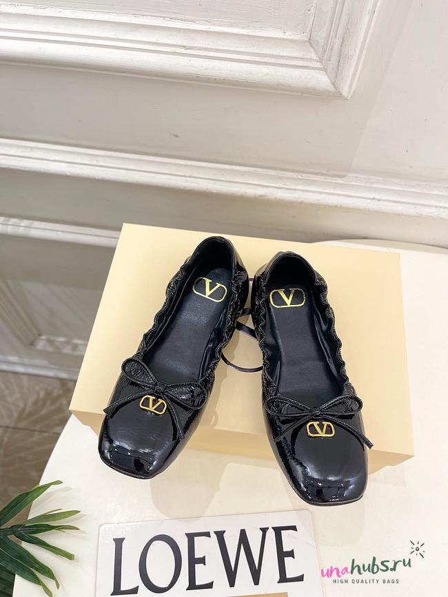 Valentino Patent Ballerina Black Flat - 1