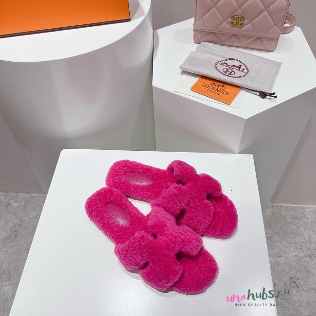Hermes Fuchsia Slides - 1