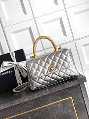 Chanel Coco Handle Silver Gold Lambskin 23cm - 1