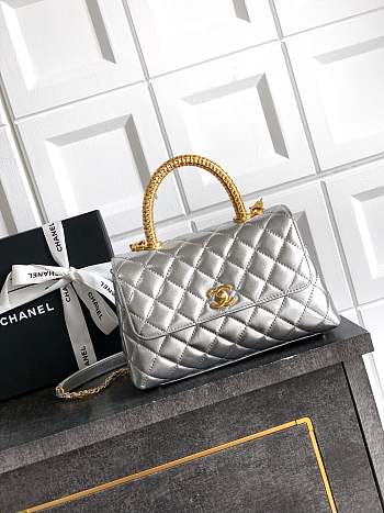 Chanel Coco Handle Silver Gold Lambskin 23cm