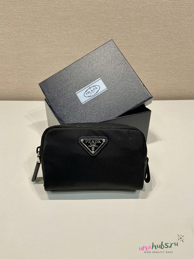 Prada Black Re-nylon Wallet Silver 12x8x3.5cm - 1