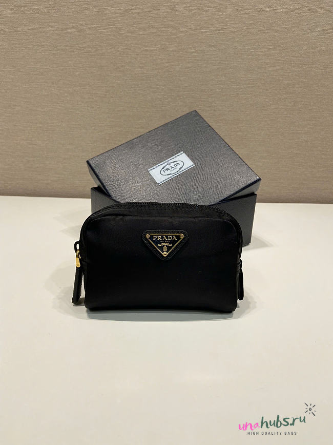 Prada Black Re-nylon Wallet Gold 12x8x3.5cm - 1