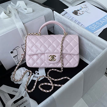 Chanel Top Handle Pink Lambskin Bag 20cm