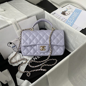 Chanel Top Handle Purple Lambskin Bag 20cm