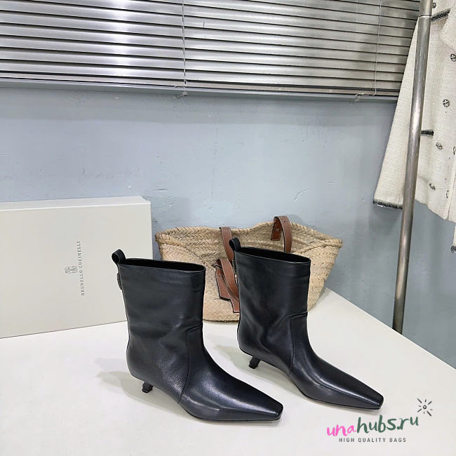 Brunello Cucinelli Black Leather Boot 3.5cm - 1