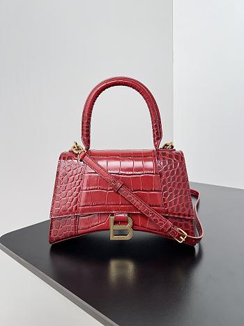 Balenciaga Hourglass Red Crocodile 23x10x24cm