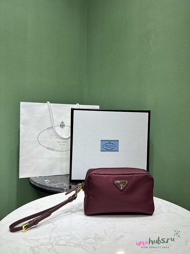 Prada Black Re-Nylon pouch Burgundy 17x11x5.5cm - 1