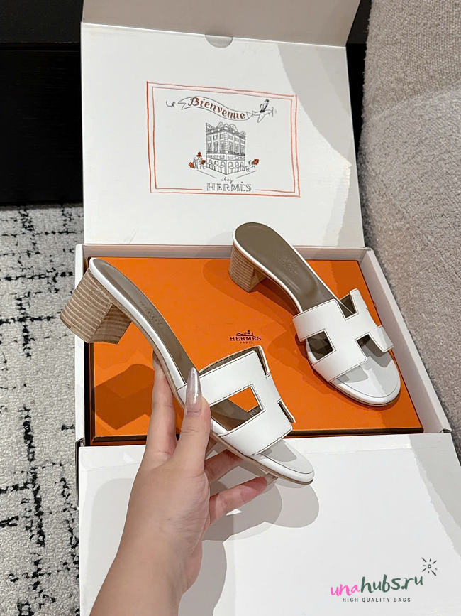 Hermes White Heel 5cm - 1