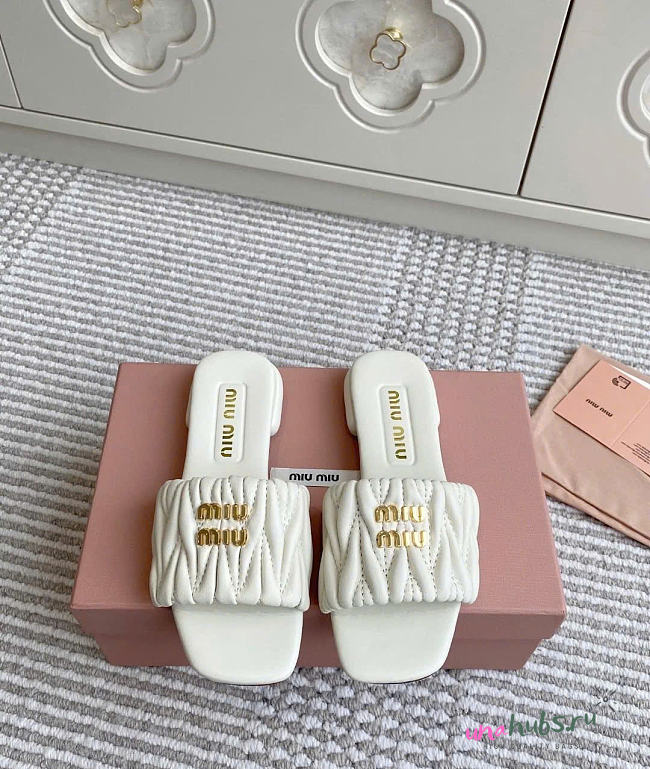 Miu Miu White Slides - 1