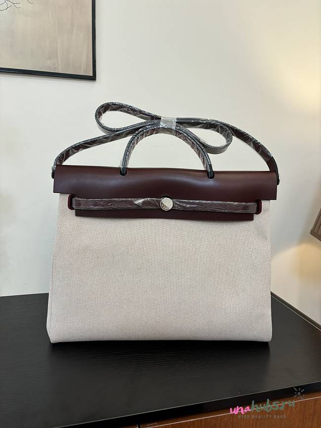 Hermes Noir Toile Herbag Zip 31 CM  - 1