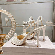 Jimmy Choo Sacora 100 White Satin Sandals Heel - 3