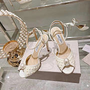 Jimmy Choo Sacora 100 White Satin Sandals Heel - 2