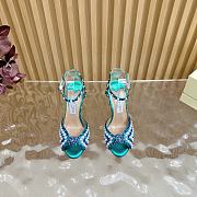 Jimmy Choo Sacora 100 Blue Satin Sandals Heel - 4
