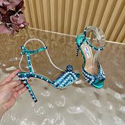 Jimmy Choo Sacora 100 Blue Satin Sandals Heel - 3