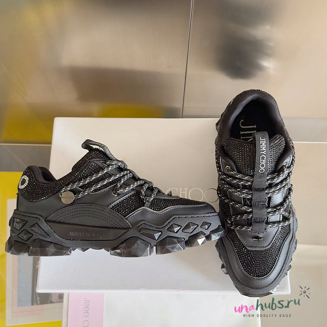 Jimmy Choo Diamond X II F Black Leather Trainers Sneaker - 1