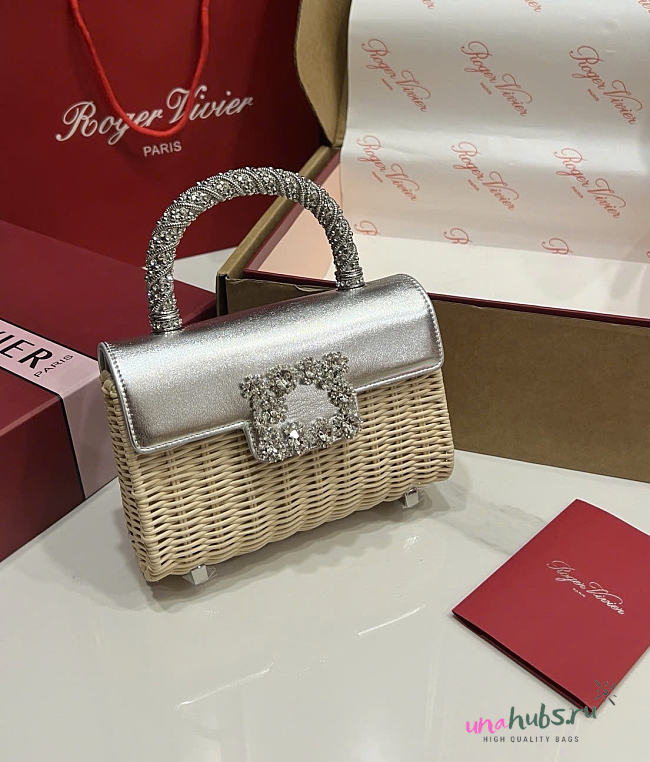 Roger Vivier Jewel Efflorescence Mini Bag Silver 19x13x4cm - 1