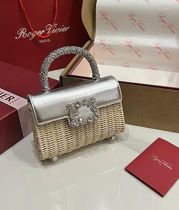 Roger Vivier Jewel Efflorescence Mini Bag Silver 19x13x4cm