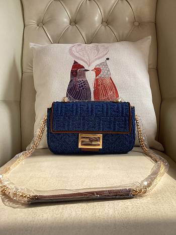 Fendi Baguette Bag Blue Denim 23cm