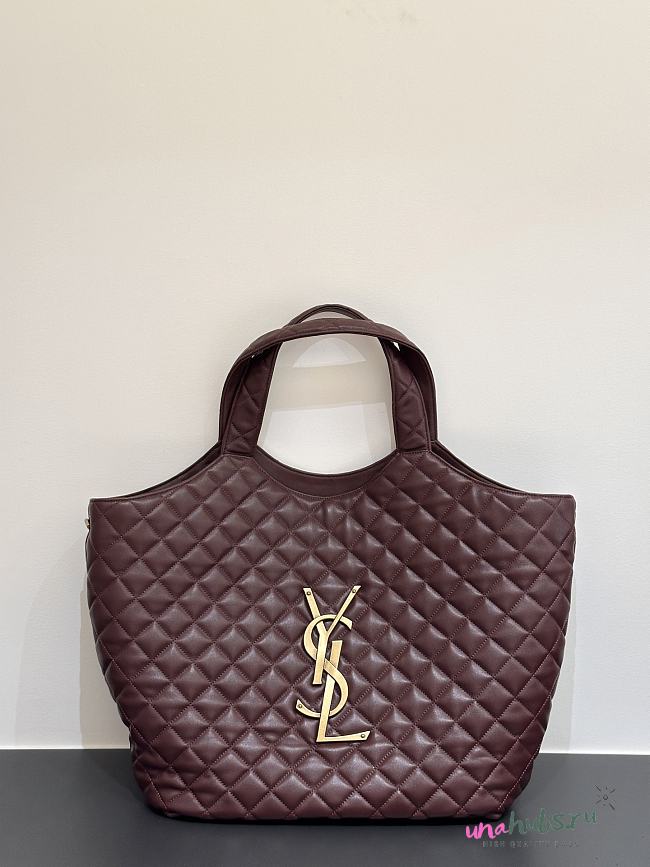 YSL Icare Maxi Shopping Burgundy Lambskin Bag 58x43x8cm - 1