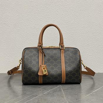 Celine Large Boston Triomphe Canvas Calfskin 31x20x17cm