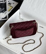 Chanel Flap Bag Red Wine Velvet 20x13x7cm - 4