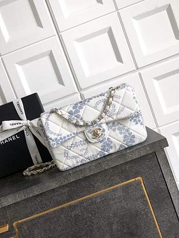 Chanel Flap Bag White Blue 24cm