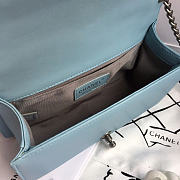 Chanel Le Boy Blue Silver Lambskin Chevron 25cm - 4