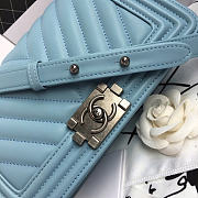 Chanel Le Boy Blue Silver Lambskin Chevron 25cm - 2