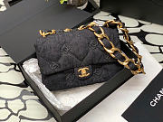 Chanel 19 Flap Bag Black Denim 24x17x7cm - 1