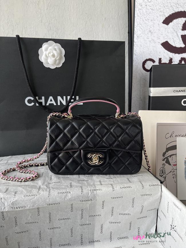 Chanel Top Handle Black Pink 20cm - 1