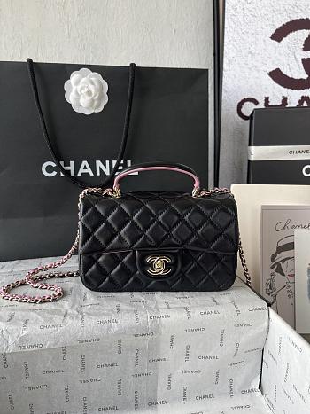 Chanel Top Handle Black Pink 20cm