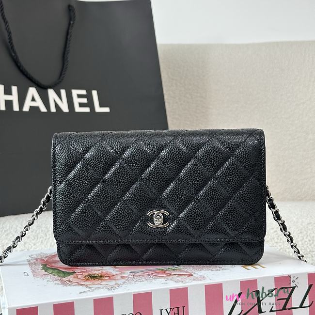 Chanel Wallet Woc Chain Black Caviar Silver 19cm - 1
