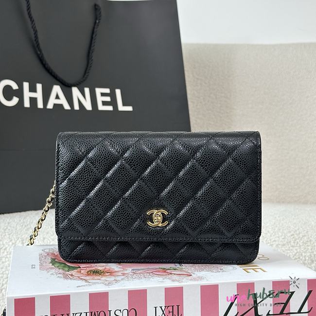 Chanel Wallet Woc Chain Black Caviar Gold 19cm - 1