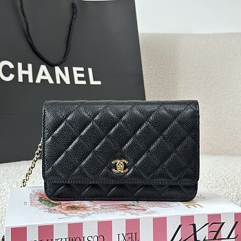 Chanel Wallet Woc Chain Black Caviar Gold 19cm