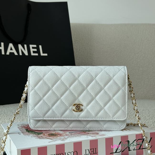 Chanel Wallet Woc Chain Black Caviar Gold/Silver 19cm - 1