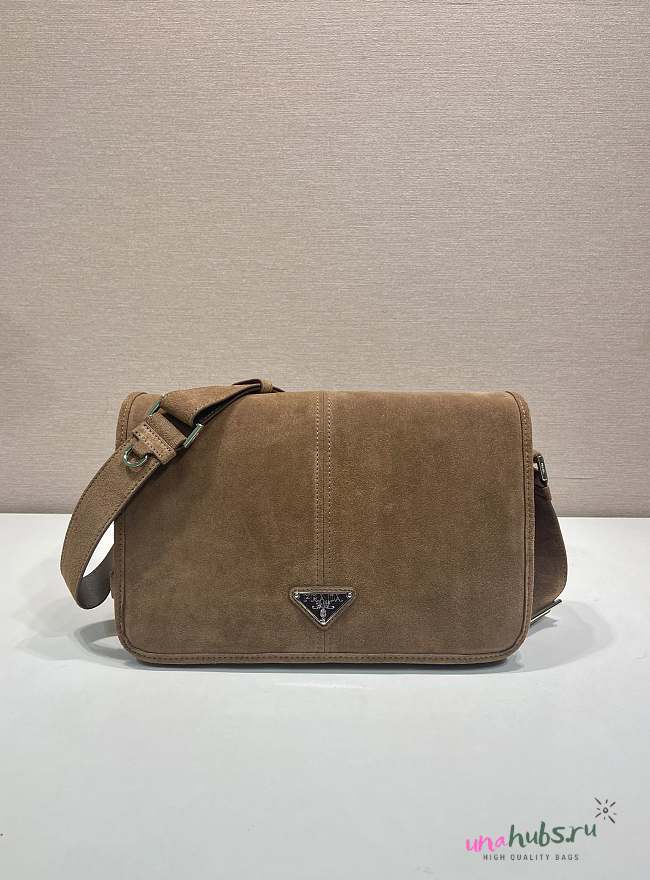 Prada Brown Suede Shoulder Bag 30x20x11cm - 1