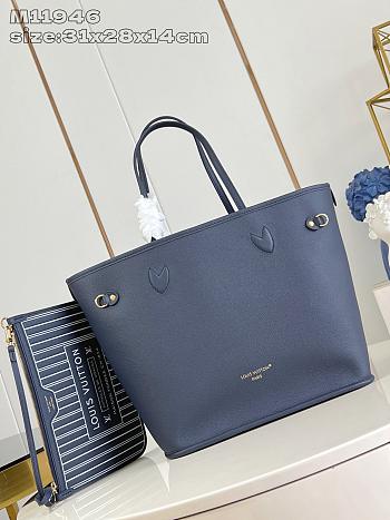 Louis Vuitton LV Neverfull Inside Out MM Navy Blue 31x28x14cm